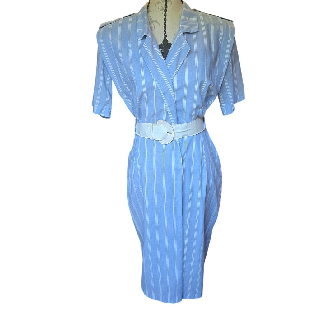 Vintage Jamie Blue and White Stripe 70s Dress